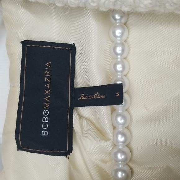 BCBG MAXAZRIA Womens Winter White Belted Short Coat Size Medium - Picture 3 of 13